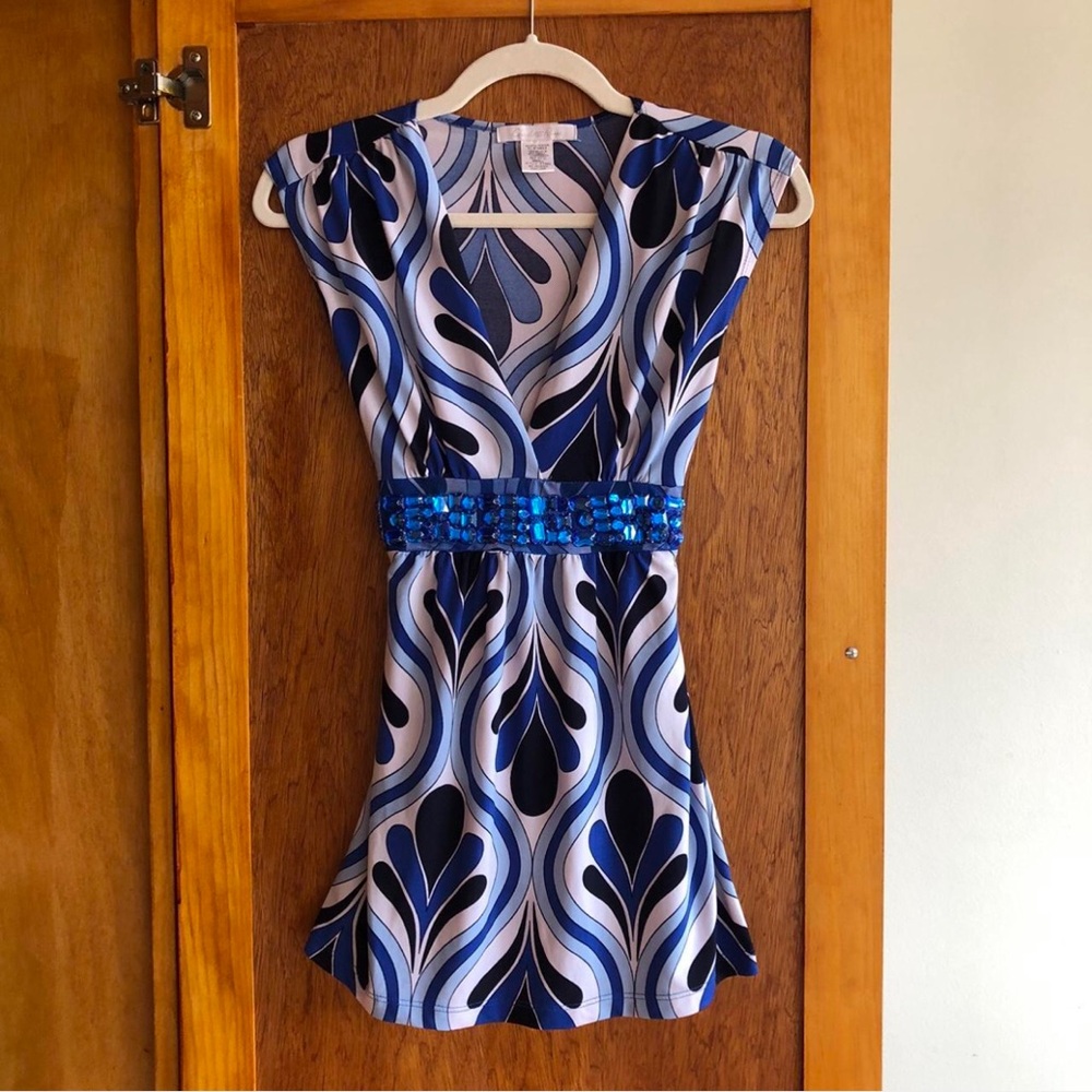 Charlotte Russe Blue and White Paisley Print Tank